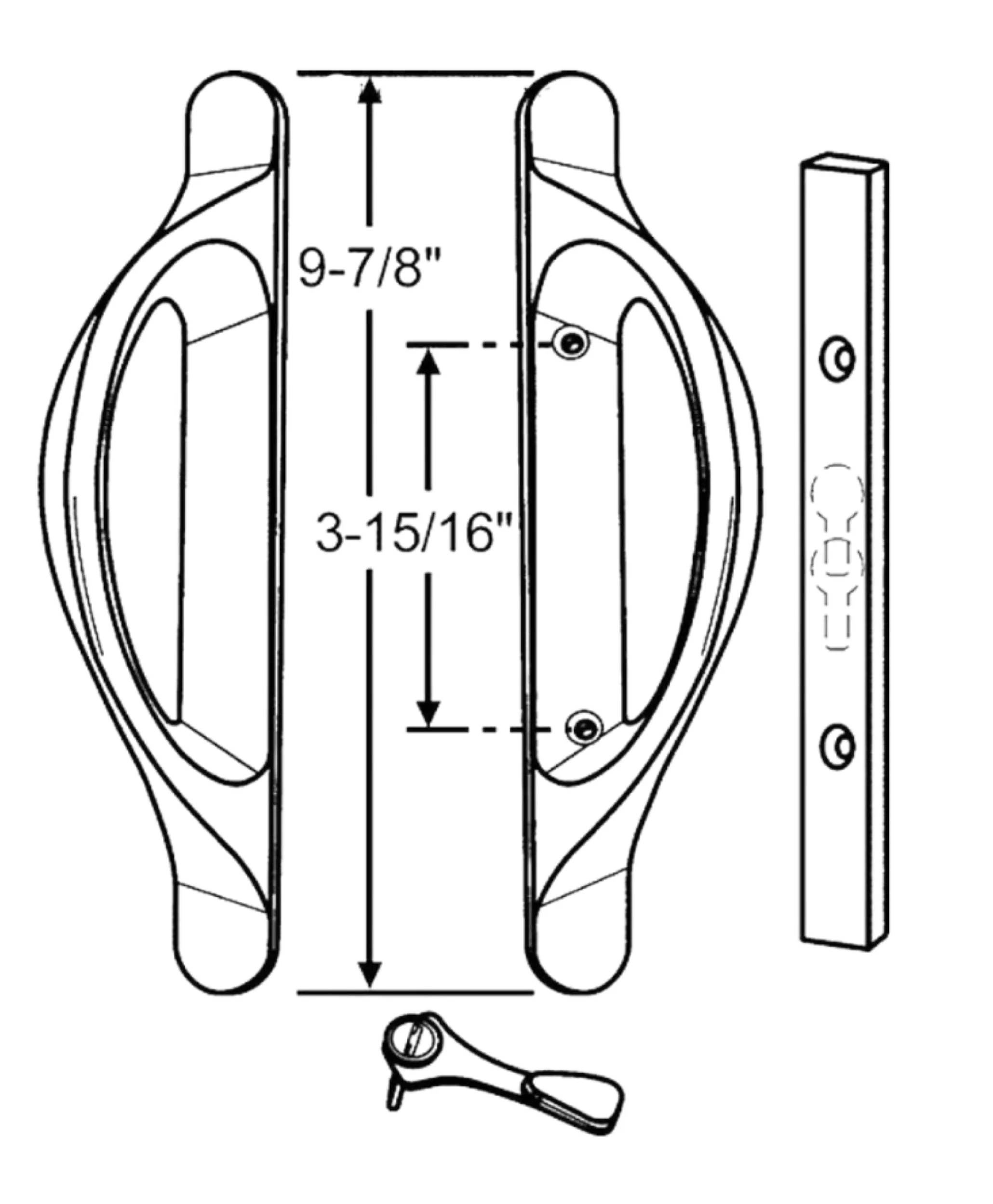 (DH-372) Amesbury Truth Handle Set for Doors, 3-15/16" Hole Space - Image 3