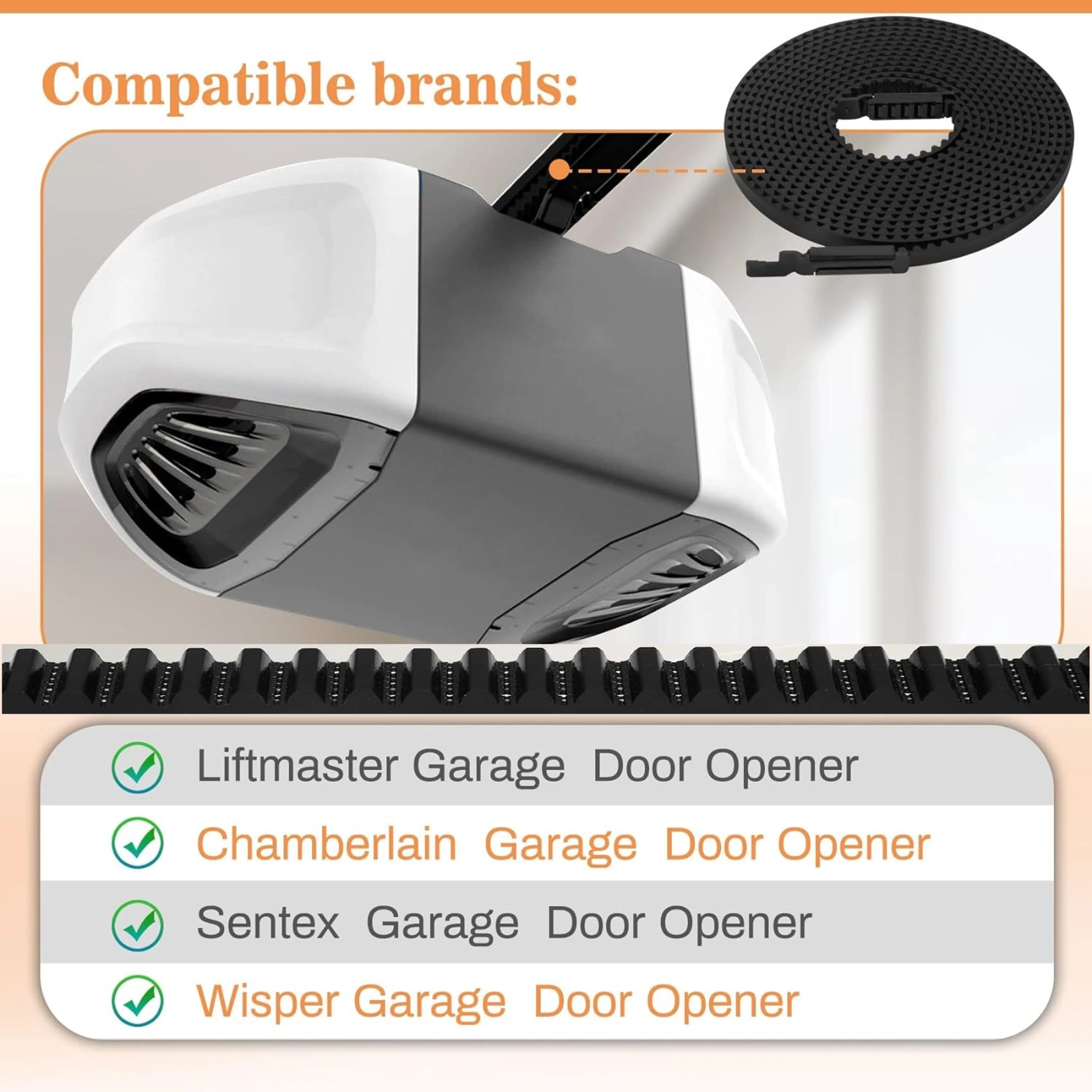 Garage Door 41A5250 Belt, 237" Drive Belt for 7ft Height Garage Door, Compatible w/ Chamberlain Liftmaster Sentex Whisperdoor - Image 12