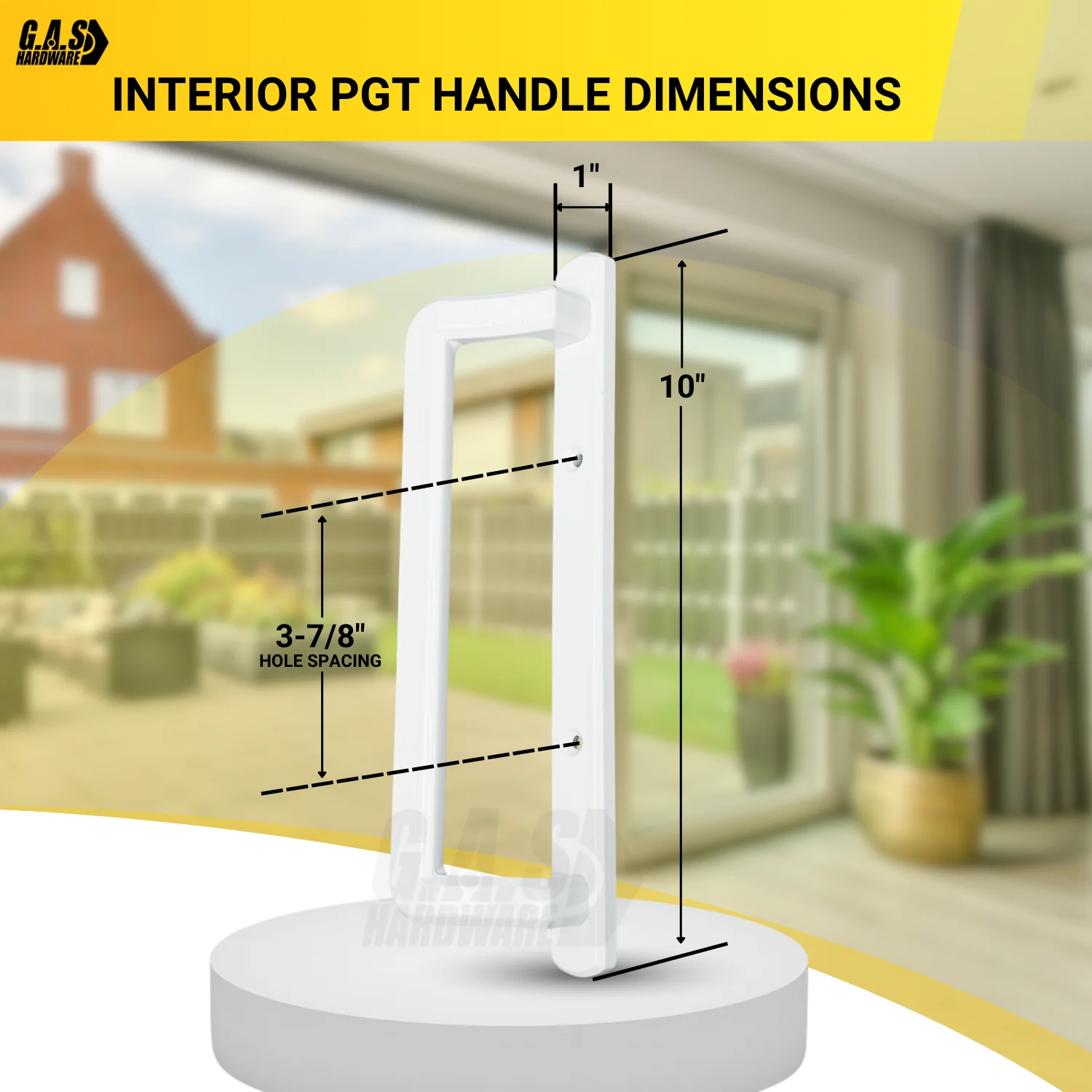 PGT 10" White Sliding Door Handle Set w/ 3-7/8" Hole Spacing (DH-530-W) - Image 10