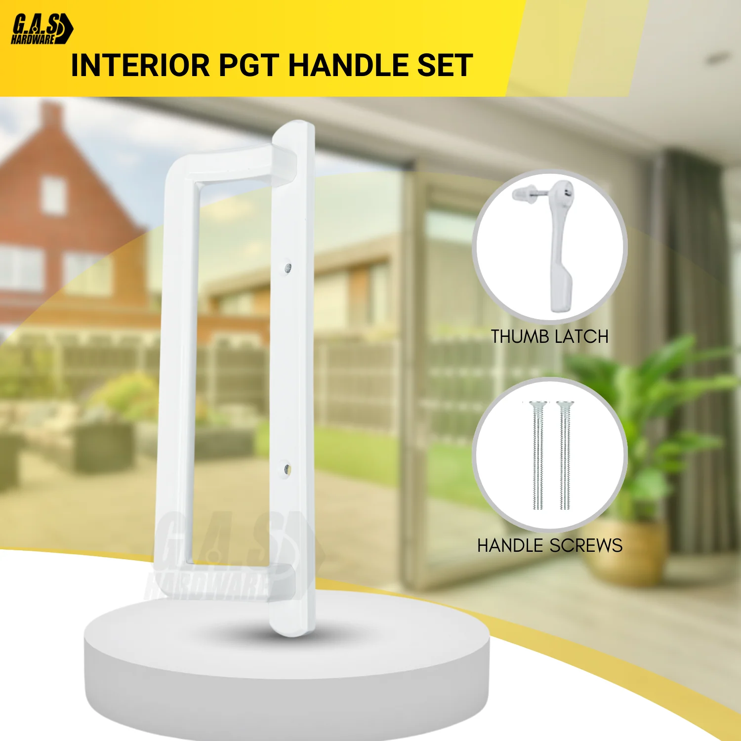 PGT 10" White Sliding Door Handle Set w/ 3-7/8" Hole Spacing (DH-530-W) - Image 11