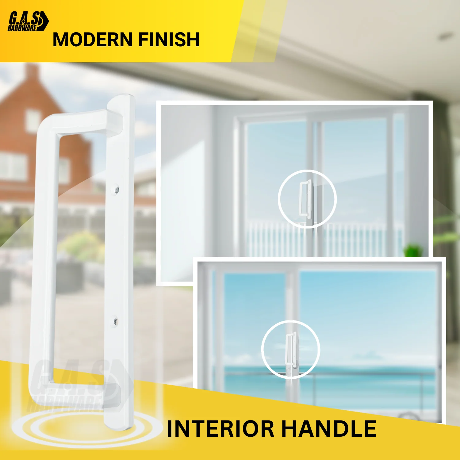 PGT 10" White Sliding Door Handle Set w/ 3-7/8" Hole Spacing (DH-530-W) - Image 12