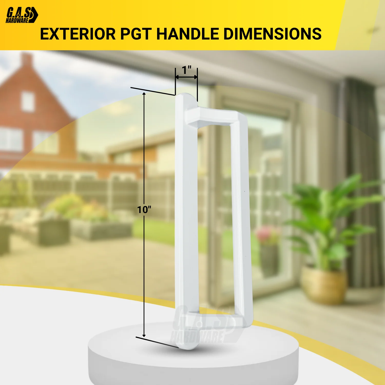 PGT 10" White Sliding Door Handle Set w/ 3-7/8" Hole Spacing (DH-530-W) - Image 16