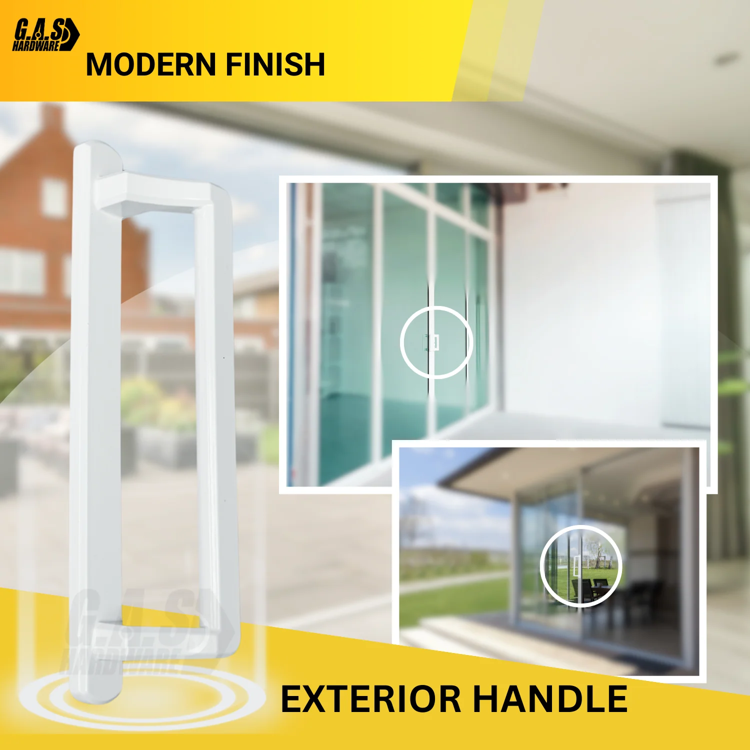 PGT 10" White Sliding Door Handle Set w/ 3-7/8" Hole Spacing (DH-530-W) - Image 19