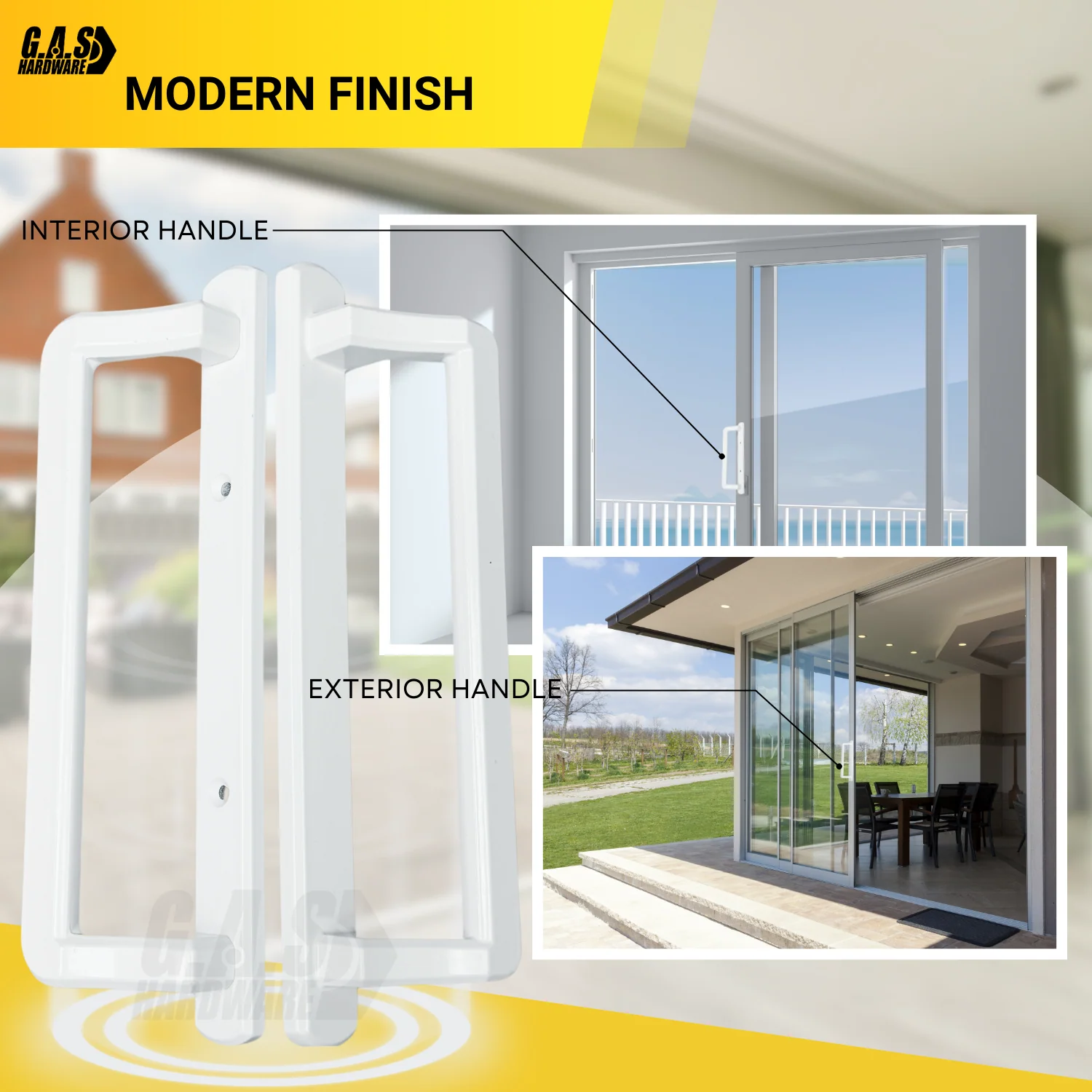 PGT 10" White Sliding Door Handle Set w/ 3-7/8" Hole Spacing (DH-530-W) - Image 6