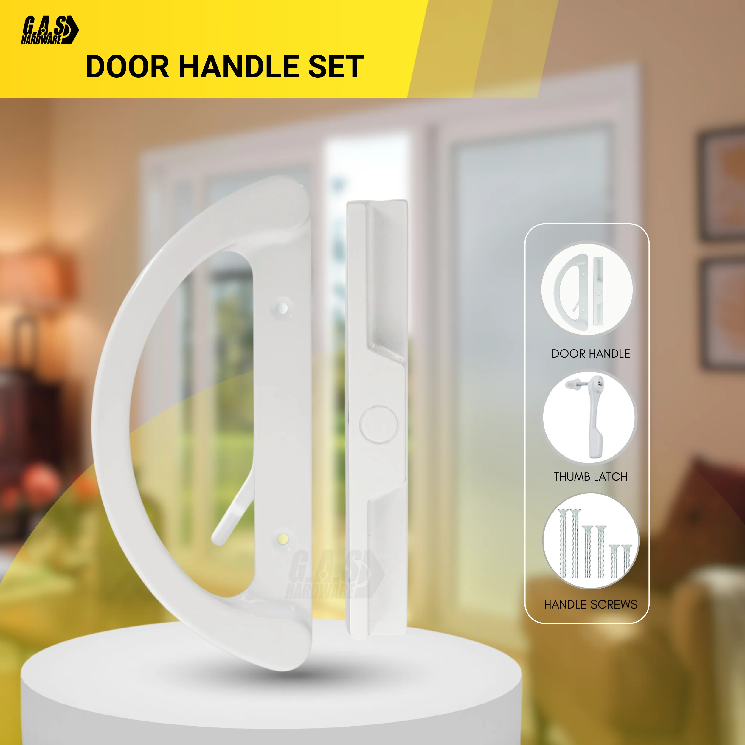 (DH-212-W) D-Grip with Lever Handle for Sliding Doors, 3-15/16" Hole Space- White - Image 5