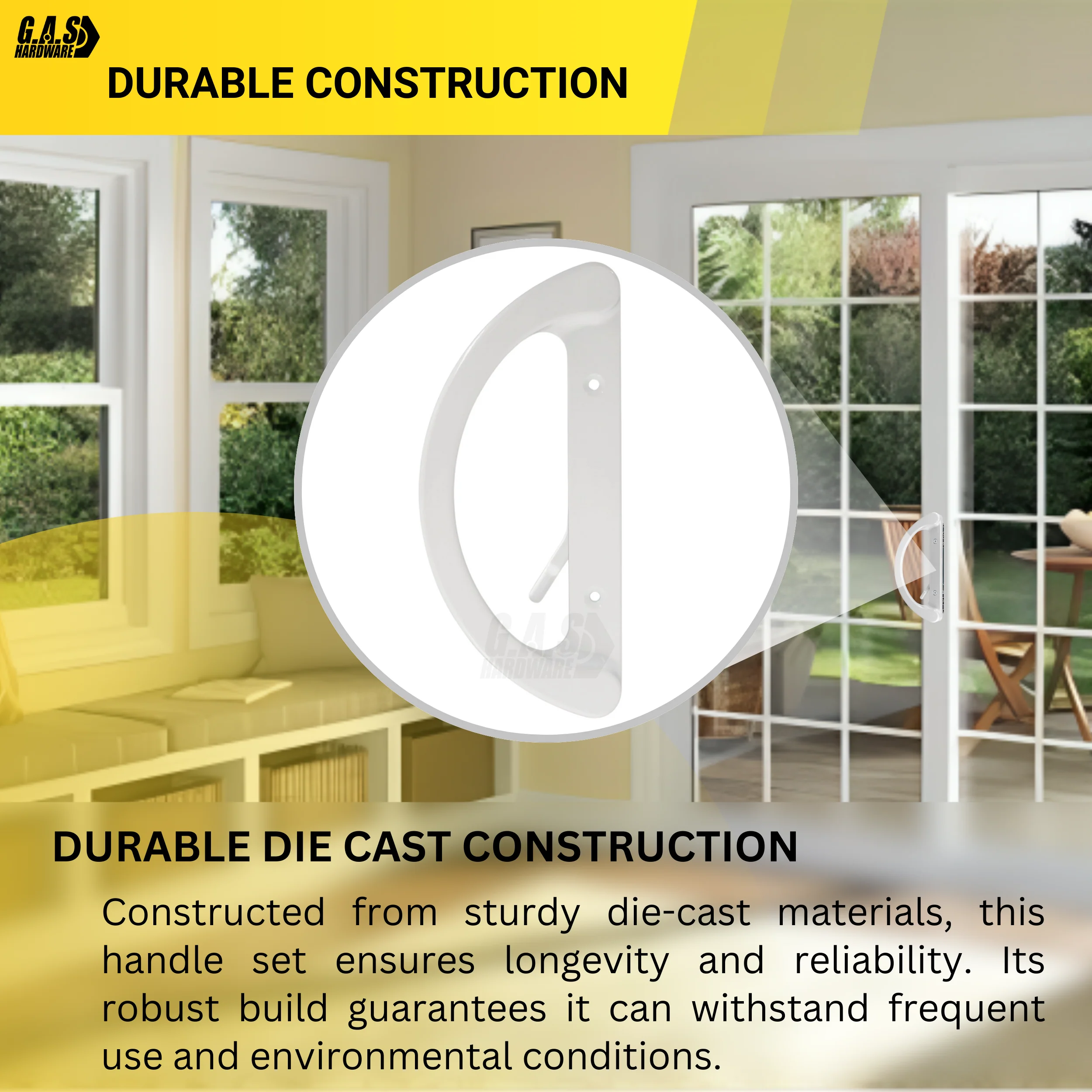 (DH-212-W) D-Grip with Lever Handle for Sliding Doors, 3-15/16" Hole Space- White - Image 6