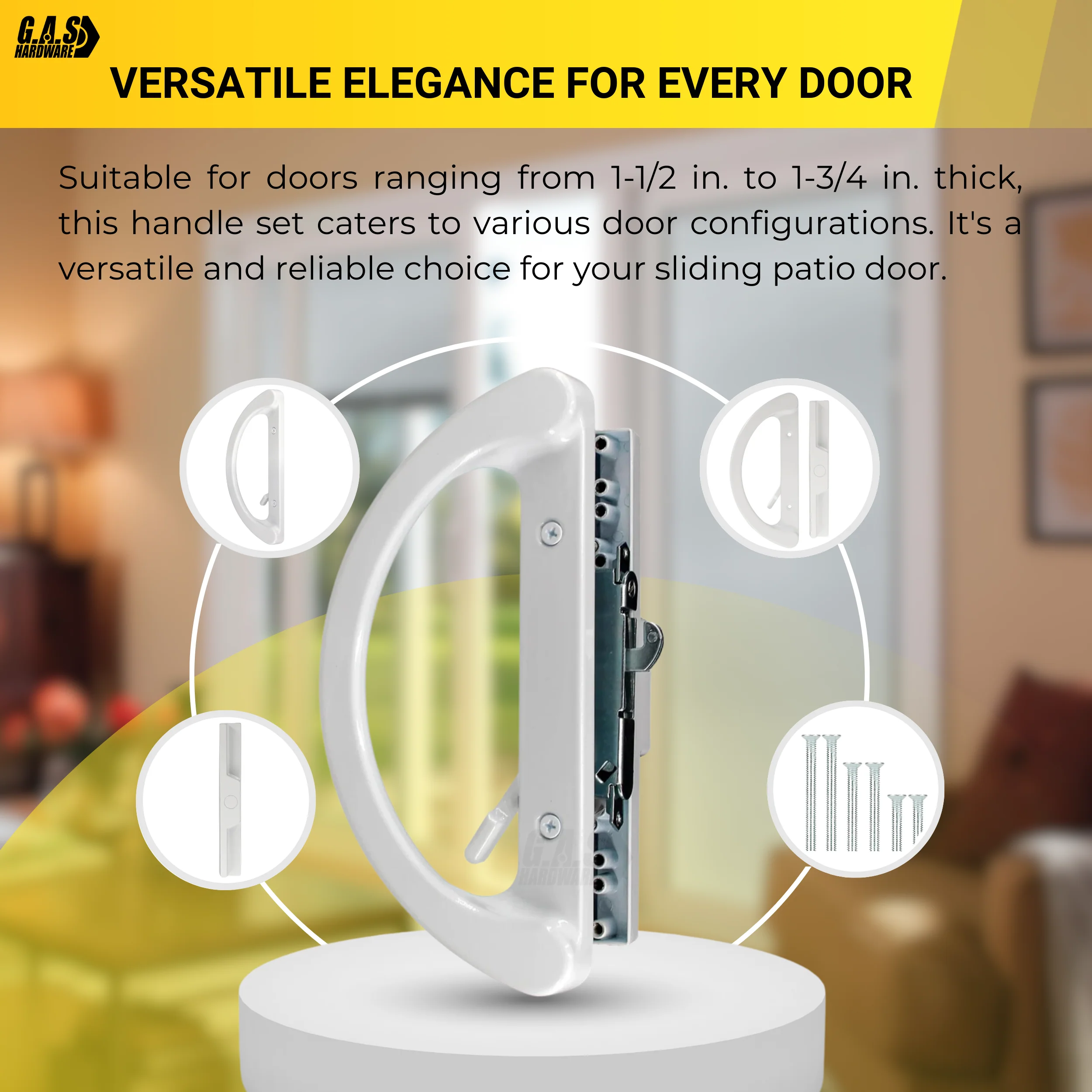 (DH-212-W) D-Grip with Lever Handle for Sliding Doors, 3-15/16" Hole Space- White - Image 7