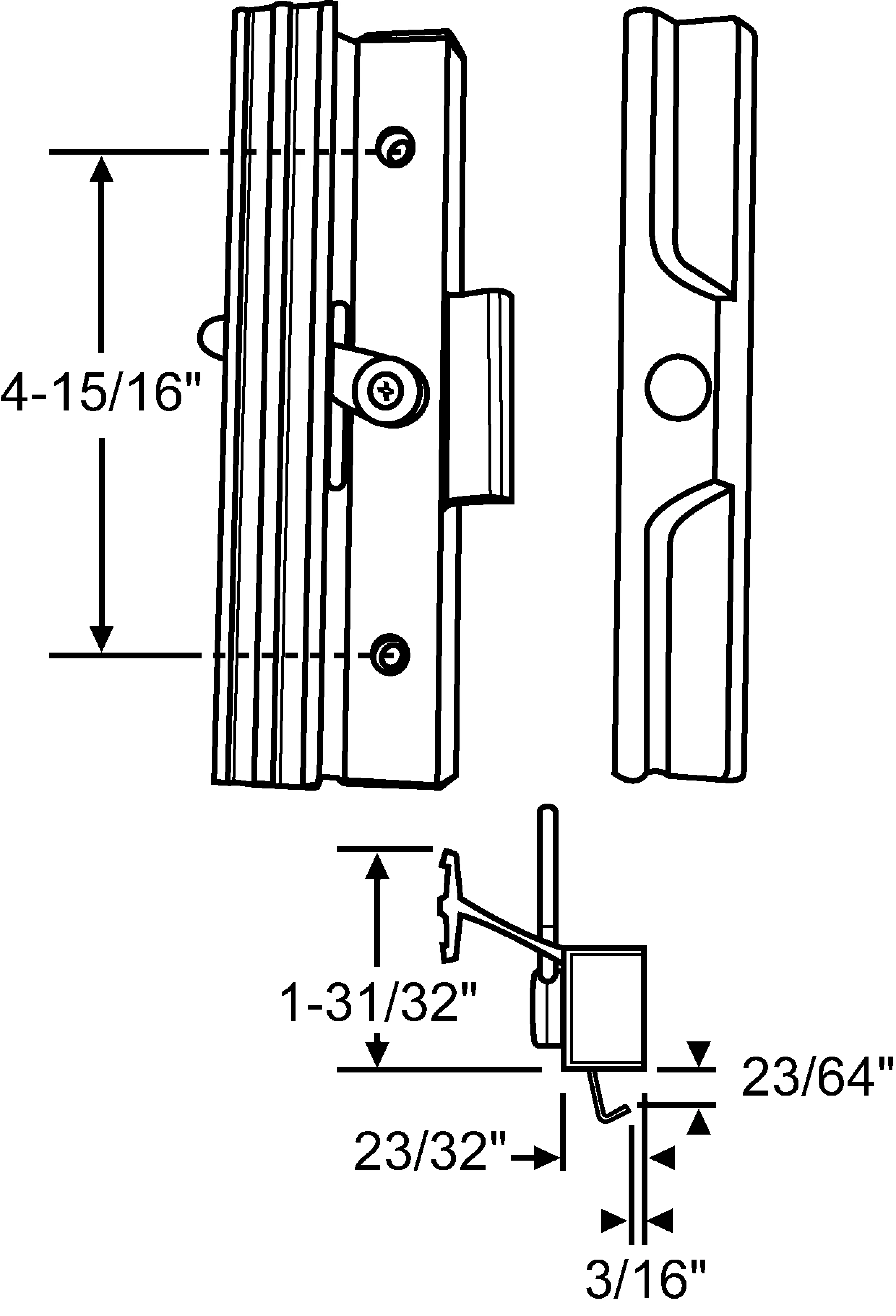 (DH-271) Rusco Hi-Lite Handle Set for Sliding Doors, 4-15/16" Hole Space - Image 6